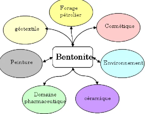 Figure 3.3: Domaines d’utilisation des bentonites    