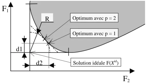 Figure II.18  Représentation de diverses normes du vecteur fonction objectif 