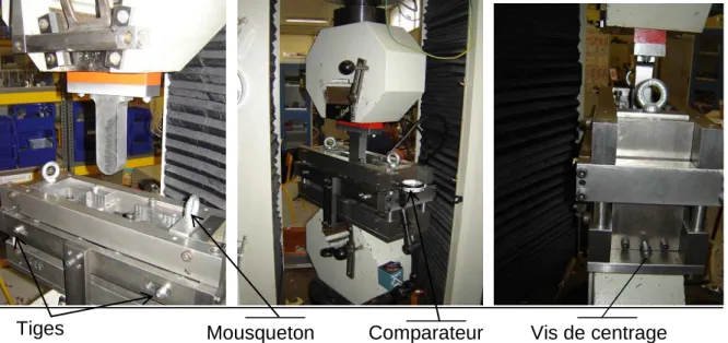 Figure VI-6  Différentes vues du dispositif d’emboutissage avec laminage monté sur  la machine de traction-compression SCHENK 250 kN 