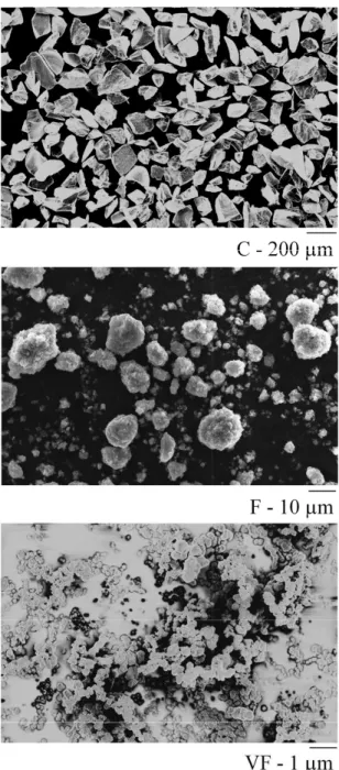 Figure II.1: SEM and TEM micrographs of the powders (SEM: 