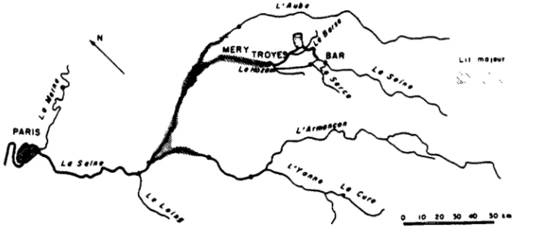 Figure 4.1 - Localisation des biefs de la Seine (d