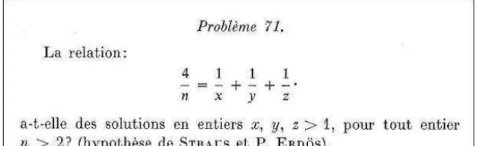 Figure 3.2 – Exemple 2 - Extraits de la liste de problèmes de Paul Erdös (1963).