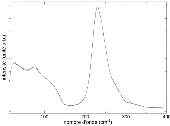 Figure 4.4 : Spectre Raman du chlorure de zinc vitreux `a pression et temp´erature ambiantes.