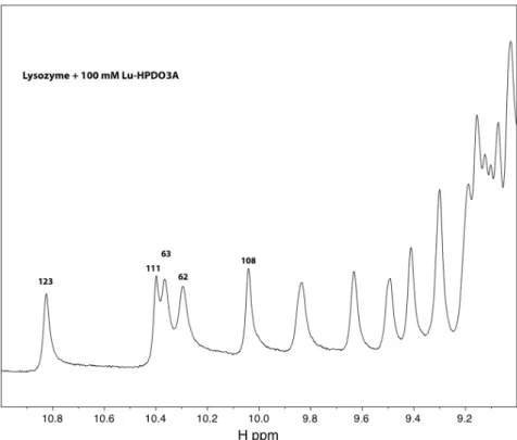 Figure 3.4.8 : Spectre RMN 1D  1 H d'une solution de lysozyme avec 100 mM de Lu-HPDO3A