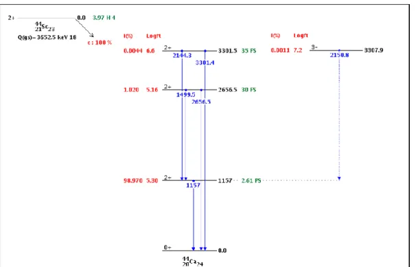 Figure 2: schéma de décroissance du Scandium-44 [12] 