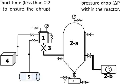 Figure III-1-1. Schematic diagram of DIC system: 1. processing vessel; 2-a. vacuum tank; 2-b