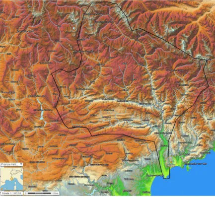 Figure 1.5 : Carte du bassin versant du Var (d’après Géoportail)  2.   Géologie  
