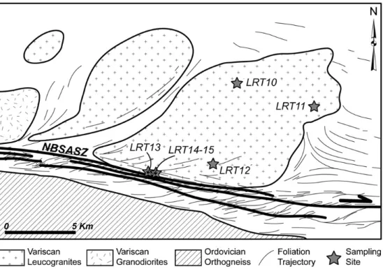 Fig. 2. Simpliﬁed geological map of the Lizio granite (after Berthe´, 1980).