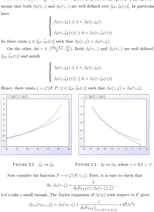 Figure 2.2  ζ ¯ F vs ζ ¯ P Figure 2.3  β F vs β P , where γ = 0.5 &gt; γ ∗ Now consider the function F 7−→ ζ ∗ (F, γ, ζ) 