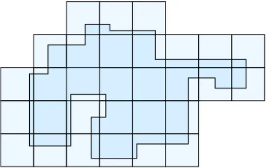 Fig. 3.2 – Un ensemble Λ n et un recouvrement possible par des translat´es de B k .