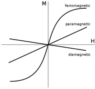 Figure 1.1 shows characteristic magnetization curves of diamagnetic, paramagnetic and ferromagnetic materials.
