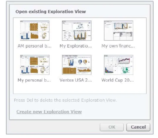 Figure 3.3: Creation dialogs with visual examples of templates or saved dashboards.