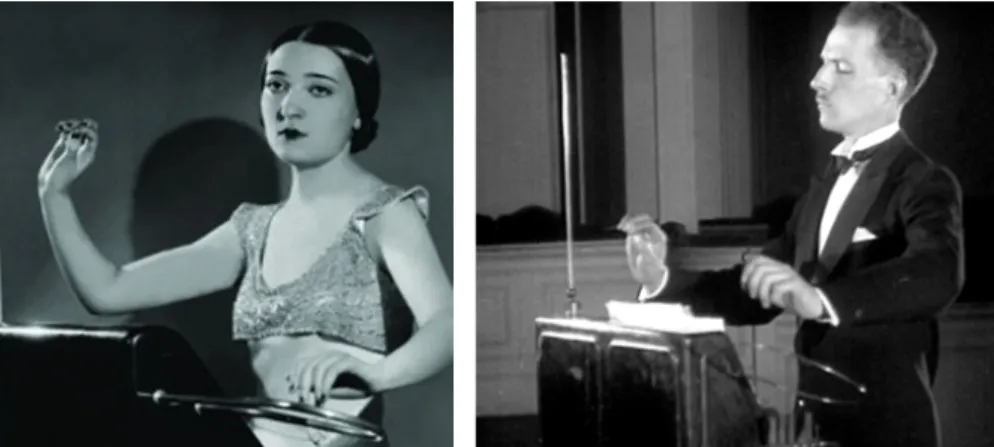 Figure 1 : Clara Rockmore ( 1911 - 1998 ) and Lev Sergeyevich Termen (Léon Theremin, 1896 - 1993 ) playing the theremin