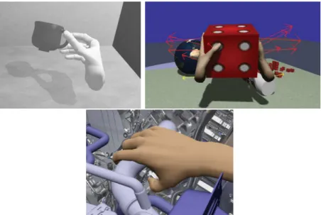 Figure 2.10 – Examples of rigid hand models for interaction with virtual environments: