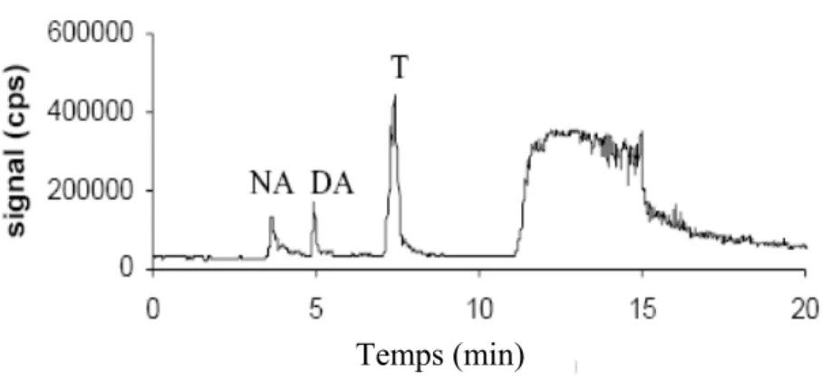 Figure I.23. Analyse d’un échantillon de substantia nigra sur une colonne capillaire en  PGC en couplage avec la SM [20]  