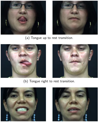 Figure 2.6: Examples of consecutive images in facial video sequences. Sequences were grabbed at 50fps.