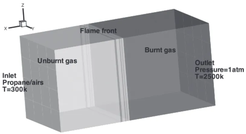 Figure 4.1 – Geometry of 1D flame with grid size 0.1mm Combustion and radiative transfer modeling