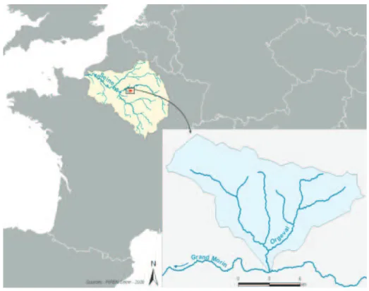 Figure 2-6. Localisation du bassin versant de l’Orgeval dans le bassin de la Seine. 