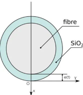 Figure 6: Unidirectional problem illustration of silica layer growth for fibres.