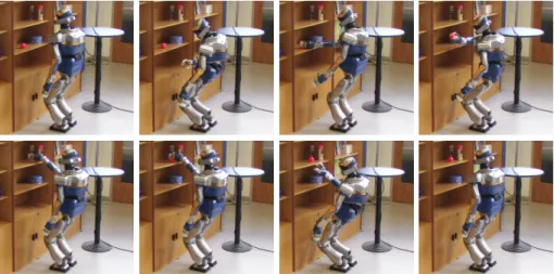 Figure 5: HRP-2 grabs a ball on a shelf, puts it on another shelf, and comes back to a rest position
