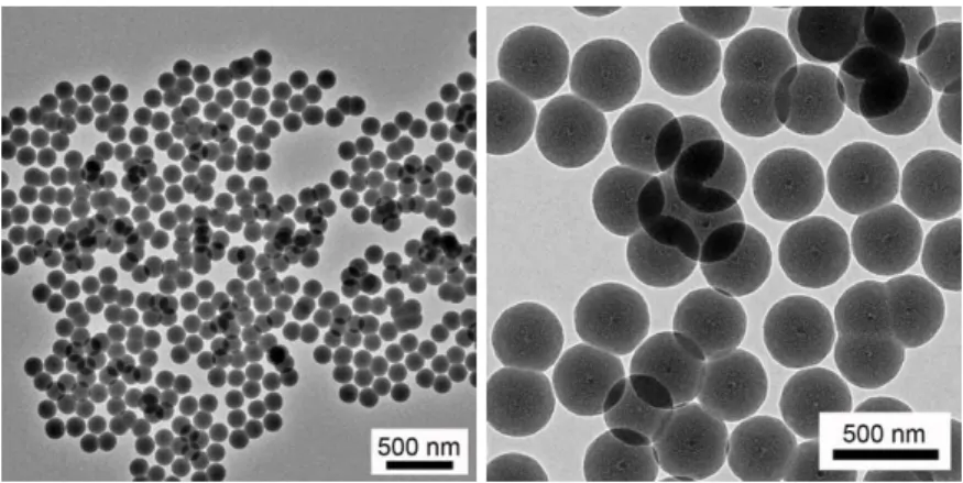 Figure 2.9. TEM images of 6/60 QD/SiO 2  NPs regrown via the Stöber method. 