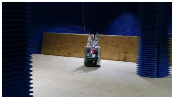 Fig. 2. The Turtlebot robot with the metallic sheets, inside of FIT/CorteXlab