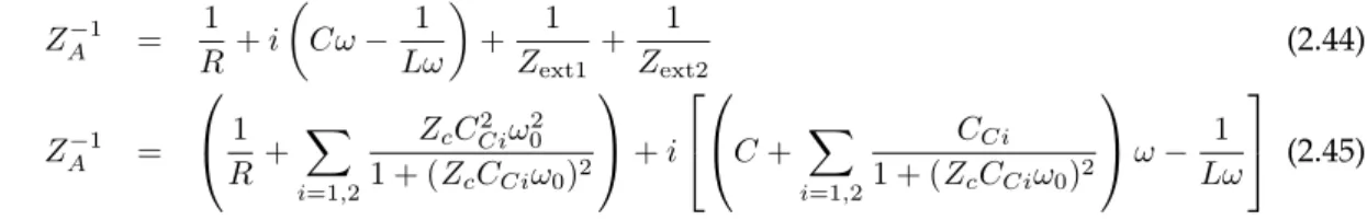Fig 2.5a) has two additional terms Z ext,i=1,2 = Z c + 1/iC Ci ω: