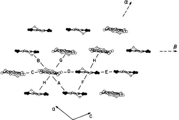 Fig. I. Perspective view of a BEDT-TTF layer of BEDT-TTF4 lNi(CN )41 Ii 5a]. The hydrogen atoms