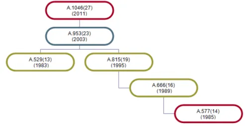 Figure 4-1: Chronicle evolution of respective IMO resolutions on navigation related issues („Family 1“) 