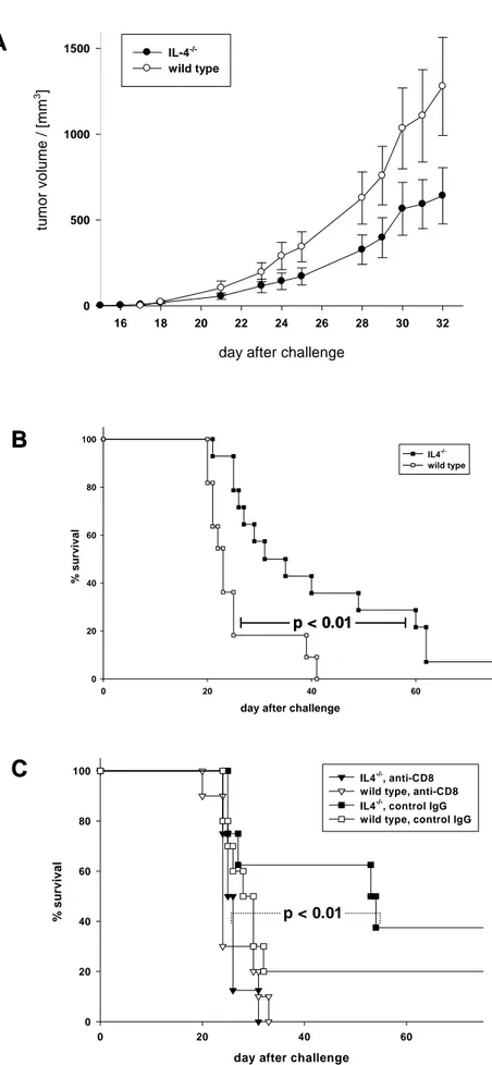 FIG. 3. Tumor growth following s.c. inoculation and survival of mice after i.p. injection of mKSA 