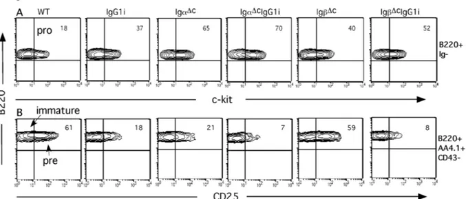 Fig. 11 FACS analysis of B cell development in the BM of IgG1i/mutant mice 
