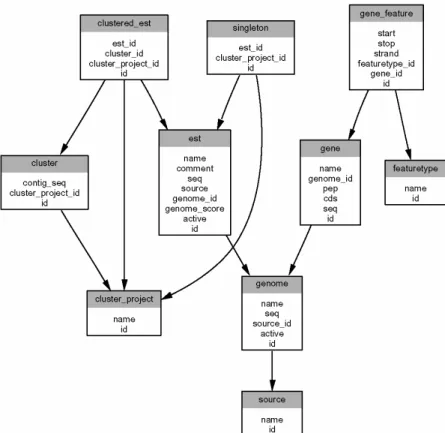 Abbildung 4: Vereinfachte Struktur der GenomeDB Datenbank 