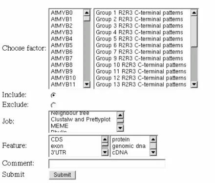 Abbildung 12: „Analysis“: Auswahl von Genen, Gengruppen und Programmen für die Sequenzanalyse