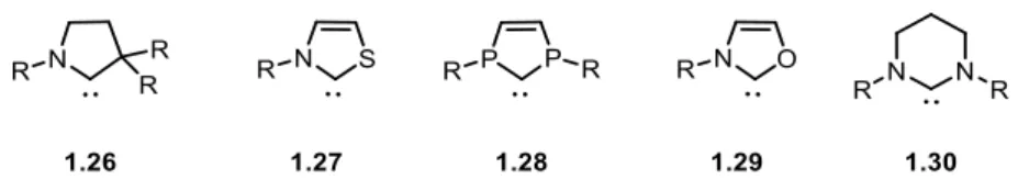 Abbildung 1.4: Strukturen N- und P-heterocyclischer Carbene. [1,47]