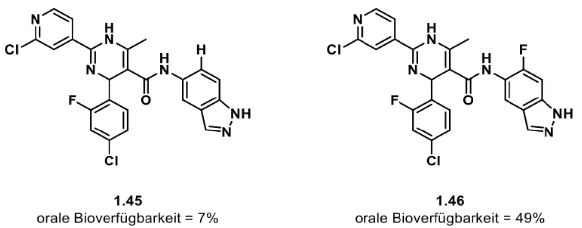 Abbildung 1.7: Struktur des ROCK 1 Kinase Inhibitors 1.45 und sein C 6 -fluoriertes Analogon 1.46.