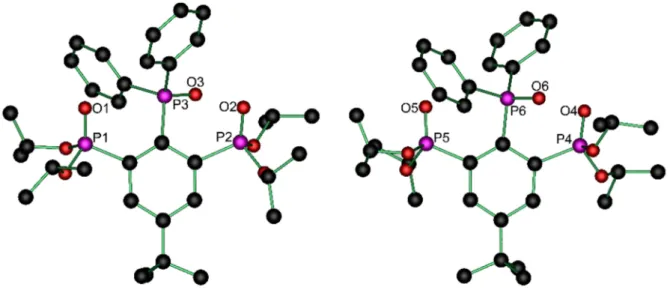 Abbildung 5: Gegenüberstellung der zwei kristallographisch unterschiedlichen Moleküle von  RPOPh 2  (3) in einer asymmetrischen Einheit
