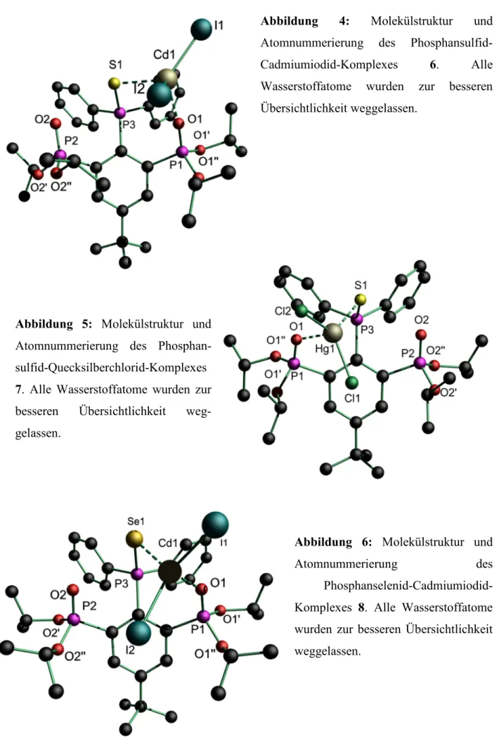 Abbildung  4:  Molekülstruktur  und  Atomnummerierung  des   Phosphansulfid-Cadmiumiodid-Komplexes  6