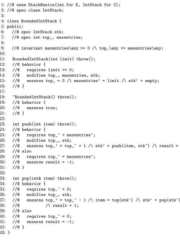 Abbildung 4.7: Larch/C++ -Spezikation der Klasse Stack