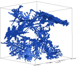 Figure 1.3: Fresh snow with a very low density of 30 kg/m 3 imaged by micro computer tomog- tomog-raphy.