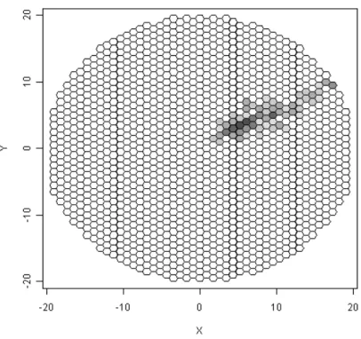 Figure 6: A sample image of an air shower induced by a simulated gamma ray.