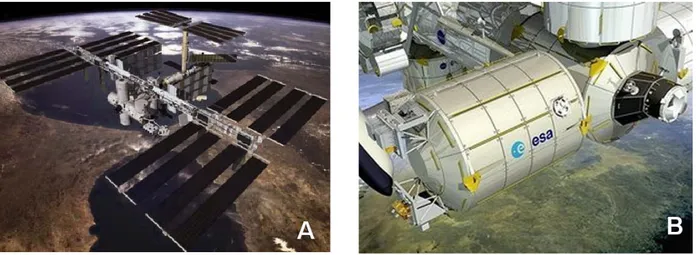 Abb. 1-1: A: Geplanter Endausbau der Internationalen Raumstation im Jahr 2010 (Quelle NASA).