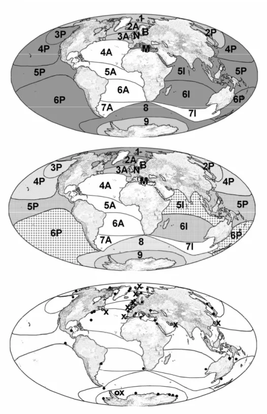 Figure 2: Global distribution patterns of acanthoecid choanoflagellate communities as a result  of cluster analysis