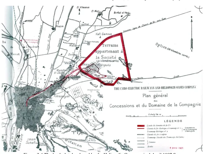 Figure   3-6 The land-plot developed by the Heliopolis Company in 4 April 1907 Source: 