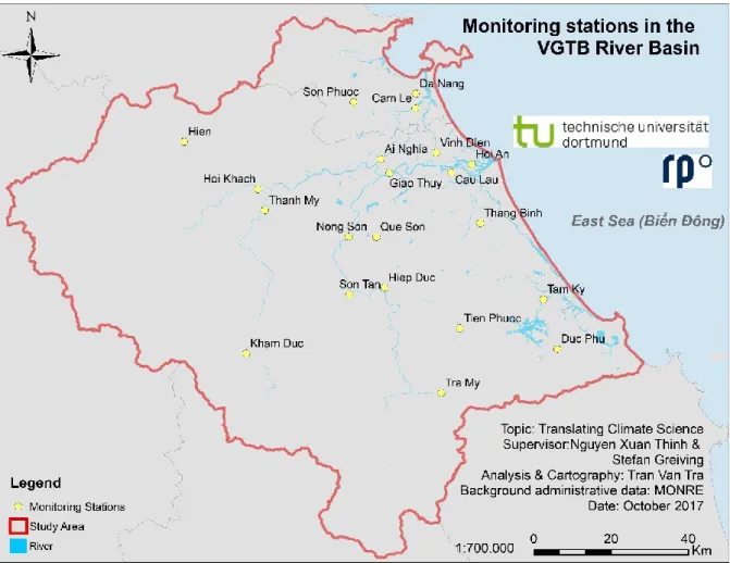 Figure 3-5: Monitoring stations in the Vu Gia- Thu Bon River Basin 