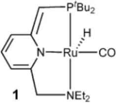 Fig. 1 Complex 1 for the catalytic dehydrogenative coupling of primary alcohols to homoesters and amides.