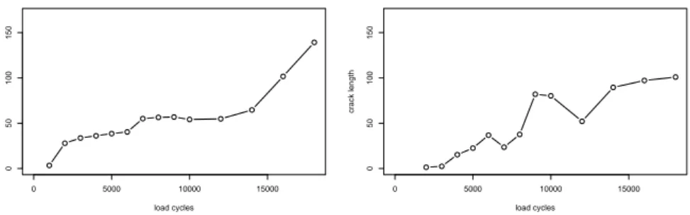 Fig. 5 Two resulting crack growth curves