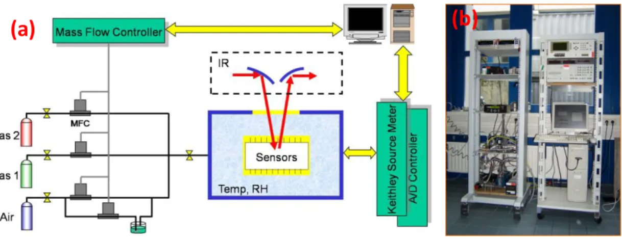 Figure  19:  (a)  Schematic  presentation  and  (b)  image  of  the  PC-automated  gas  sensing system used in this work