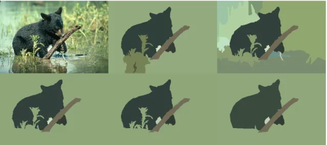 Figure 2.3: Image of a bear cub (top left) and the corresponding ground truth annotations