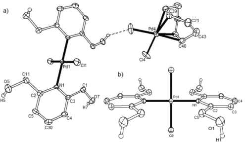 Abbildung 3.2.8: Molekülstrukturen von 9a und 10 mit 30%iger Thermalellipsoide; Protonen außer OH  wurden zur besseren Übersicht weggelassen