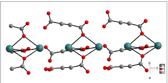 Abbildung 3.12:  Thalliumkette in der Struktur von TlHADC bestehend aus Tl2-Tl3-Dimeren in  Richtung [001]
